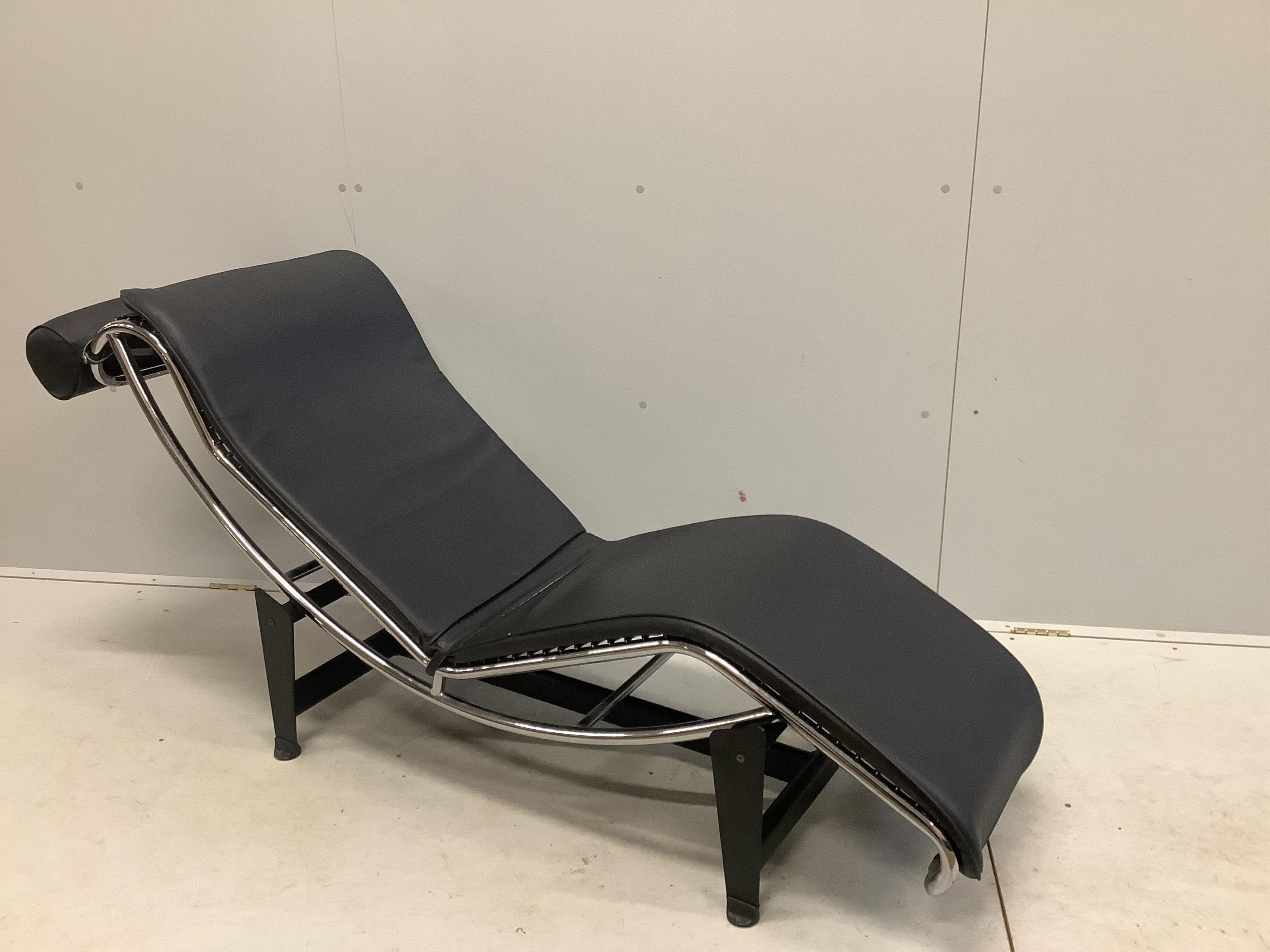 A modern Italian Corbusier style LC4 day bed, length 175cm, depth 51cm, height 66cm. Condition - fair to good